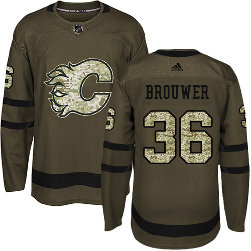 Adidas Flames #36 Troy Brouwer Green Salute to Service Stitched NHL Jersey